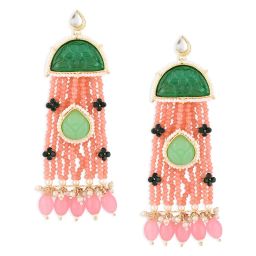 Zaveri Pearls Multicolor Stones & Multistrand Beaded Statement Dangle & Drop Earring-ZPFK15086 image 3