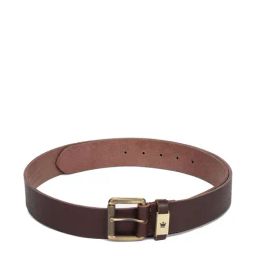 Louis Philippe Brown Leather Solid Waist Belt-image-91