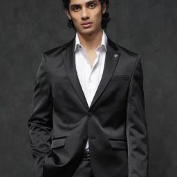 Rare Rabbit Black Tailored Fit Solid Formal Suit-image-44