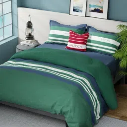 Nautica Bradford Blue & Grey Cotton Stripe 160 TC Bedsheet & Comforter with 2 Pillow Covers-picture-37