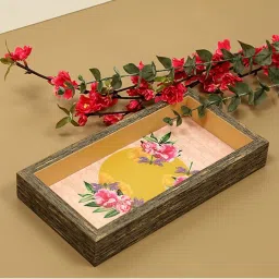 ICRAFT Mello Series Mustard & Brown Mdf Multi-Purpose Tray - Set of 1 image 1