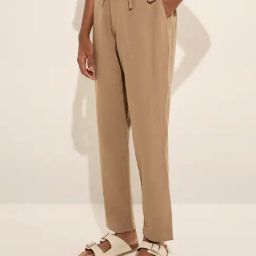 ETA by Westside Taupe Relaxed-Fit Mid-Rise Cotton-Blend Chinos-image-6