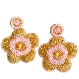 Sangria Beaded Bohemian Floral Studs Earrings-image-55