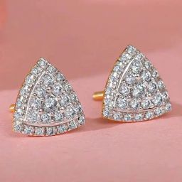 GIVA 18k Yellow Gold Glitter Punch Lab Grown Diamond Earrings-image-71