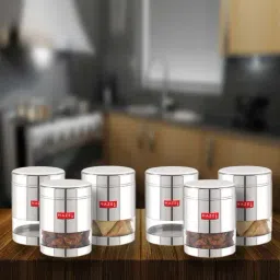 HAZEL Silver Stainless Steel Kitchen Storage Jars (800 ml) - Set of 6-33