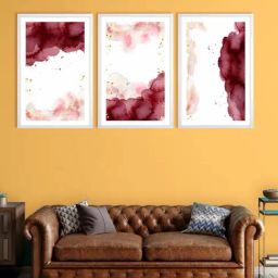 999store Maroon & White Watercolor Abstract Wall Painting-31