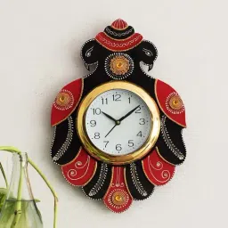eCraftIndia Handcrafted Papier-Mache 2 Peacocks Decorative Wall Clock-31