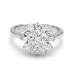 925 Silver AAA Grade American Diamond Shining Star Flower Ring for Women & Girls-image-33