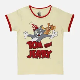 Tom & Jerry Printed Tshirt For Kids Girls-image-13