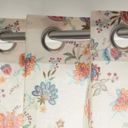 Urban Space Peach Cotton Window Curtain With Tieback & Eyelet - Set of 2 image 3