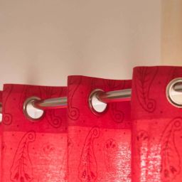 Urban Space Red Cotton Window Curtain With Tieback & Eyelet - Set of 2 image 3