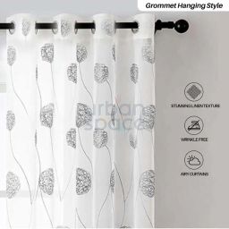 Urban Space Grey Polyester Window Curtain With Tieback & Eyelet - Set of 2 image 3