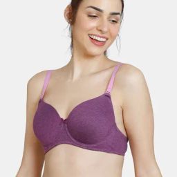 Zivame Dark Purple Under Wired Padded T-Shirt Bra-image-98