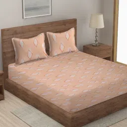 Klotthe Geometric Multicolor 210 TC Cotton Blend King Size Bed Sheet with 2 Pillow Covers-image-21