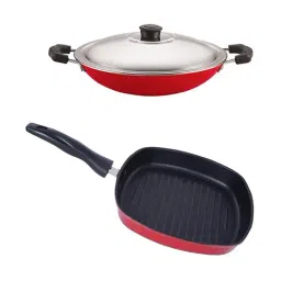 Nirlon Red Aluminium Non-Stick Cookware Set of 2-38