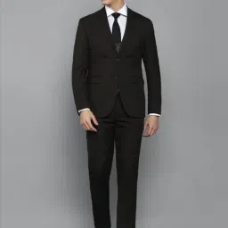 Louis Philippe Brown Slim Fit Self Pattern Three Piece Suit-image-32