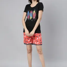 Kryptic Black & Orange Printed T-Shirt With Shorts-picture-17