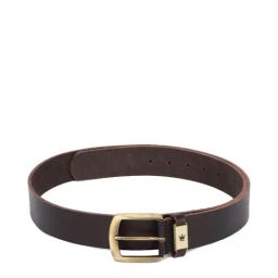 Louis Philippe Brown Leather Solid Waist Belt-image-103