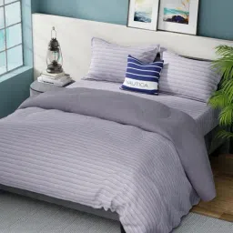 Nautica Bradford Grey & Blue Cotton Stripe 160 TC Bedsheet & Comforter with 2 Pillow Covers-picture-19