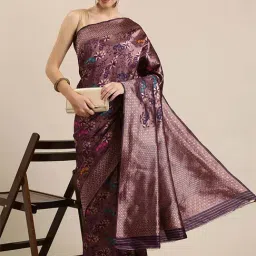 Blissta Purple Woven Saree With Unstitched Blouse-picture-13