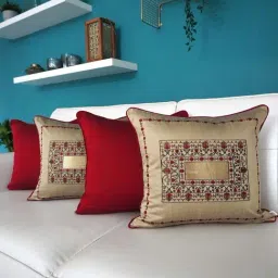 TARA Sparkling Homes Magic Mirror Red & Brown Cotton Cushion Cover - Set of 4-35