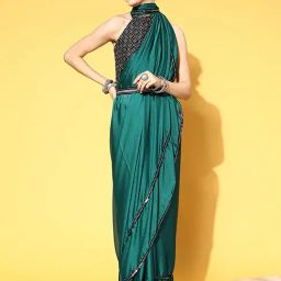Saree Mall Blue Embellished Saree With Unstitched Blouse-image-68