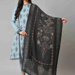 W Black Woven Pattern Shawl-picture-12