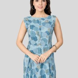 Saree Swarg Blue Printed A-Line Short Kurti-picture-39