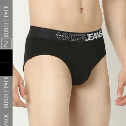UnderJeans by Spykar Premium Black Briefs - Pack of 2-image-82