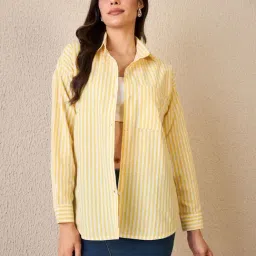 Chimpaaanzee Yellow & White Relaxed Fit Striped Shirt-picture-4