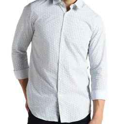 Simon Carter London Blue Printed Slim Fit Shirt-image-56