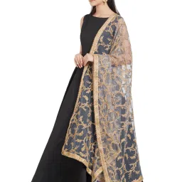 Dupatta Bazaar Light Grey & Gold Dupatta image 3