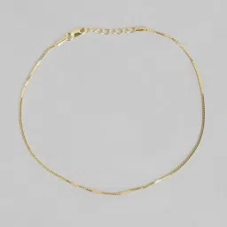 Zavya 92.5 Sterling Silver Classic Minimal Gold Box Chain Anklet - Single Piece image 3