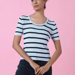 SHOWOFF Blue Striped Top-picture-34