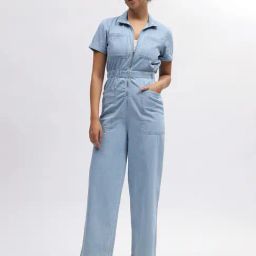 Elle Blue Cotton Maxi Jumpsuit-image-68
