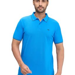 Park Avenue Blue Slim Fit Polo T-Shirt-image-25