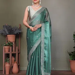 ALAGINI Embellished Embroidered Organza Saree-image-58