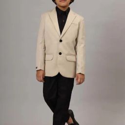 TAHVO Boys Beige & Black Cotton Solid Full Sleeves Western Set-image-17
