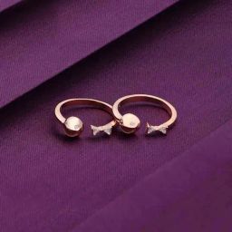 Kai Jewel Sterling Silver Rose Gold Bejewelled Bow Silver Toe Ring-image-22