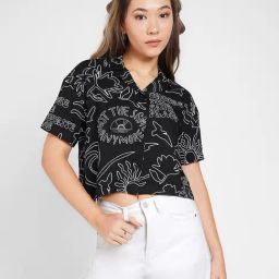 People By Pantaloons Black Regular Fit Printed Shirt-picture-8