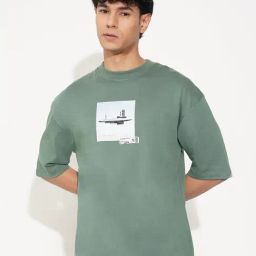 Sf Jeans By Pantaloons Fresh Green Relaxed Fit Printed T-Shirt-picture-36