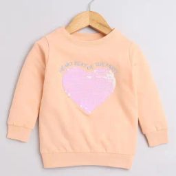 Bumzee Girls Peach Embellished Full Sleeves Sweatshirt-image-79