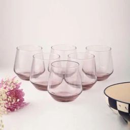 BlackCarrot Pink Glass Drinking Glasses (350ml) - Set of 6-image-63