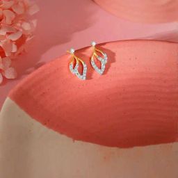GIVA 18k Yellow Gold Leaves of Luxe Lab Grown Diamond Earrings-image-35