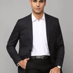 Louis Philippe Black Slim Fit Checks Blazer-image-21