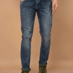 Crimsoune Club Blue Blended Slim Solid Jeans-image-88
