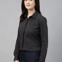 Hancock Black Blended Striped Shirt-image-90