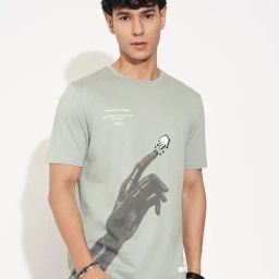 Sf Jeans By Pantaloons Sage Green Slim Fit Printed T-Shirt-picture-30