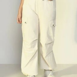 Showoff White Cotton Relaxed Fit Trousers-image-64
