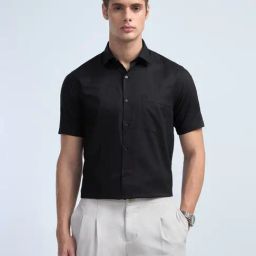 Arrow Black Beauty Cotton Regular Fit Self Pattern Shirt-picture-27